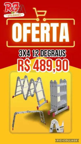 Escada Articulada 3x4 = 12 Degraus BTF Nova