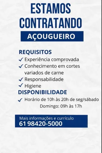 Vaga de açougueiro R$3000