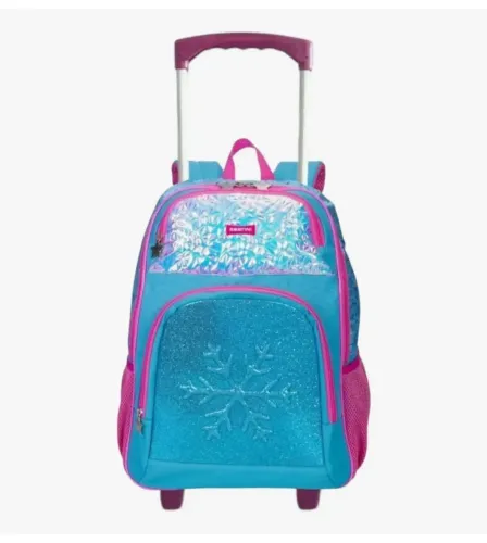 Mochila infantil fantasy floco de neve congelante rodinhas sestini