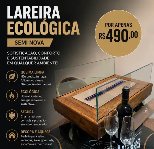 Lareira ecológica a Álcool portátil queimador 40cm Classe A