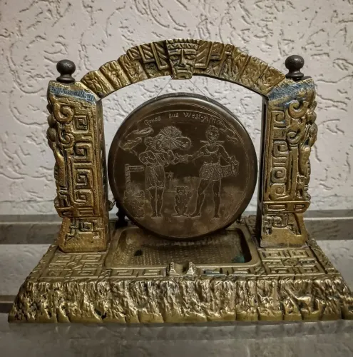 Antigo Mini Gongo Africano em Bronze/Metal. Linda Peça Coleção