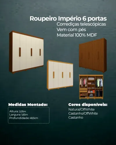 Guarda roupa Império 6 portas 