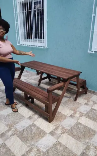 Mesa que vira banco 3 e 6 lugares