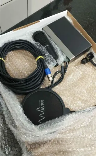 Kit Microfone Condensador AT2020 + Interface de Áudio + Pop Filter 