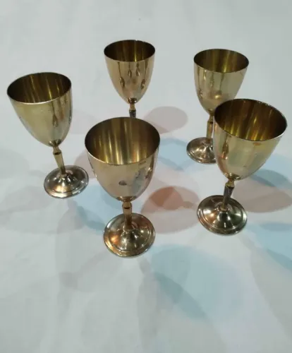 Jogo com Taças banho dourado- Vintage (5 + 1 restaurar)