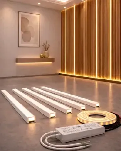 perfil de led kit fita + fonte 2 metros