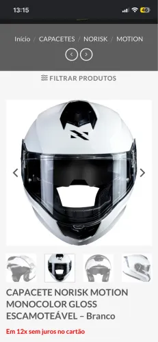 Capacete Norisk Robocop Branco semi novo 