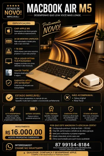 MacBook Air M5 13,6? 24GB 1TB | Garantia Apple até 2027
