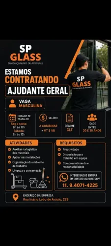 Ajudante geral para Vidraçaria