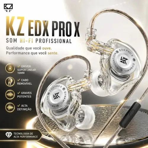Fone Ouvido Gamer KZ EDX Pro X Microfone Som Imersivo Cristal