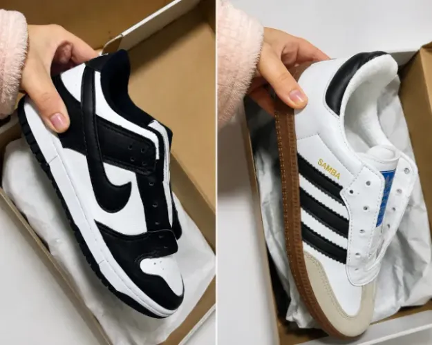 Tênis Dunk Panda e Adidas Samba 