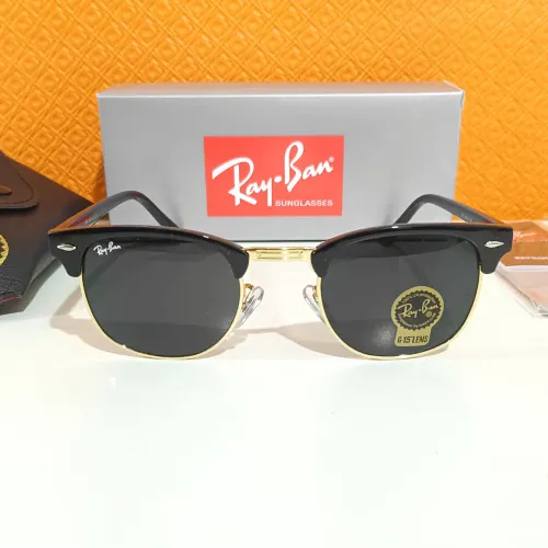 Óculos de sol Ray ban clubmaster preto e dourado unissex novo