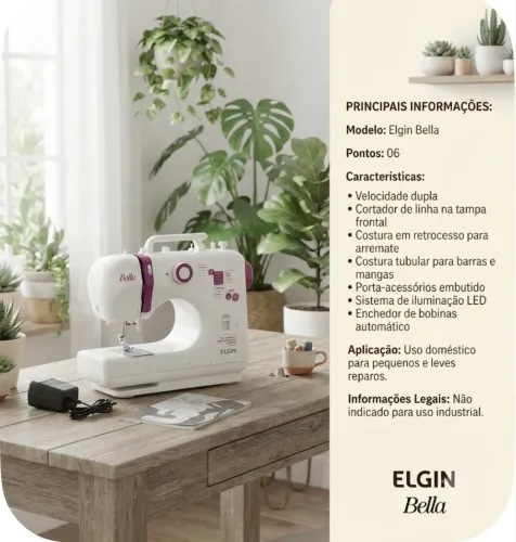Mini máquina de costura Elgin c/nota fiscal