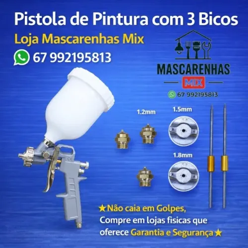 Pistola de Pintura Gravidade 600ml com 3 Bicos Cod:024