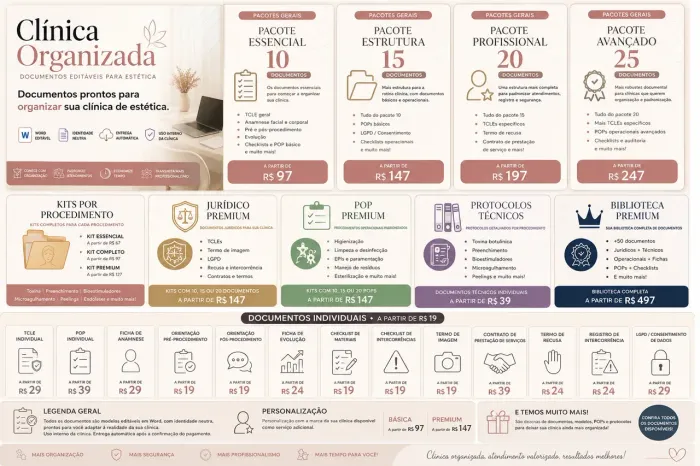 Clínica Organizada - Documentos Editáveis para Estética