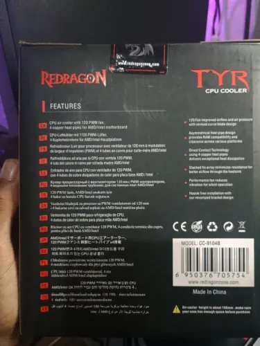 Cooler Para Processador Redragon Tyr 120mm Led Azul Cc-9104b