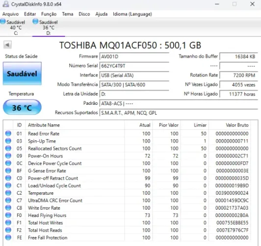 HD 500GB 2.5" Sata 7200rpm