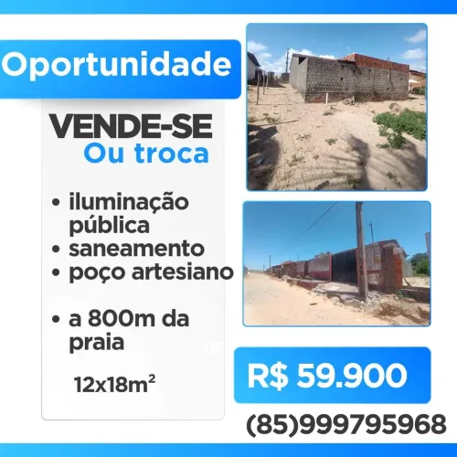 Vende ou troca terreno em Flecheiras a 800m da praia
