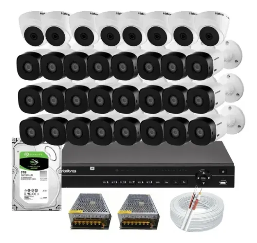 Kit 32 Câmeras Intelbras Dvr 32 Canais Mhdx 1232 Com Hd 3tb