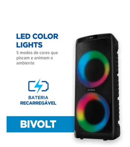 Caixa de som mondial com Bluetooth 