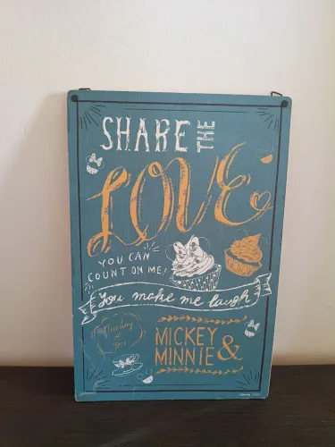 Placa decorativa Mickey e Minnie
