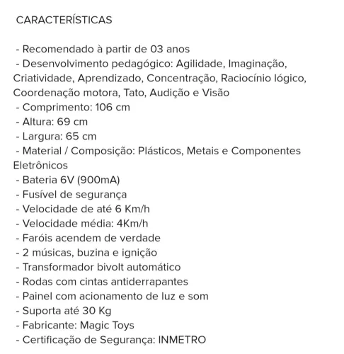 Triciclo Elétrico Infantil