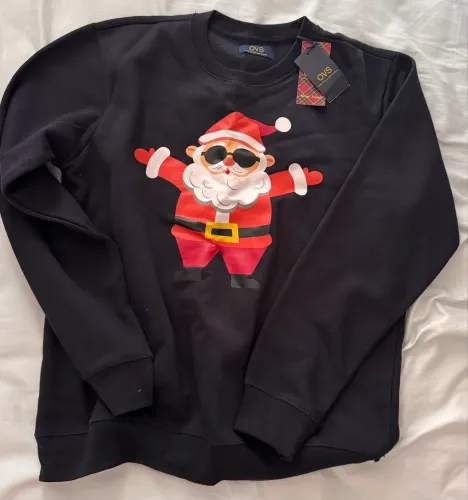 Moleton preto com estampa do Papai Noel tamanho GG