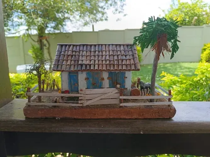 Miniatura Casa Rústica Fazenda Decorativa Artesanal em Madeira