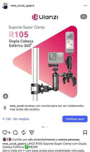 ULANZI R105 Suporte Super Clamp Gopro e insta360