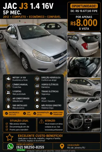 JAC J3 1.4 16V 5P Mec. 2012