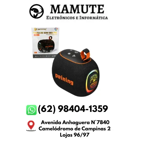 Caixa De Som Bluetooth 10W Luz Rgb Pei-S112