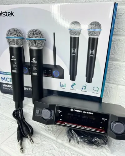 Microfone sem fio Canal Duplo 