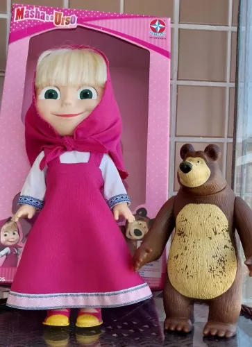 Boneca Masha Interativa Estrela Grande 38cm (Brinde: O URSO)