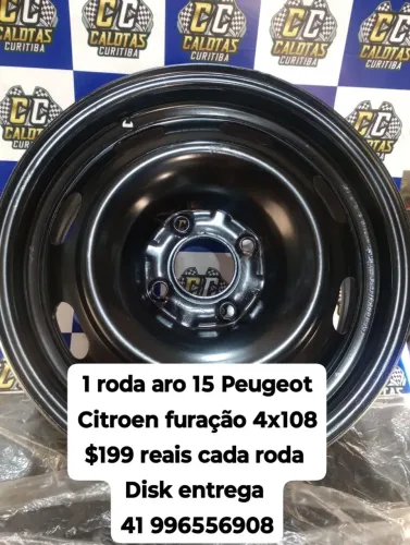 Roda de ferro Peugeot Citroen aro 15 furação 4x108 disk entrega