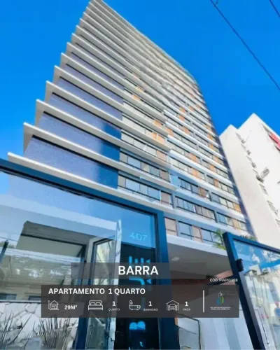 APARTAMENTO NORTE/SUL MOBILIADO DECORADO 29m² 1 QUARTO 1 GARAGEM INFRA VENDE BARRA