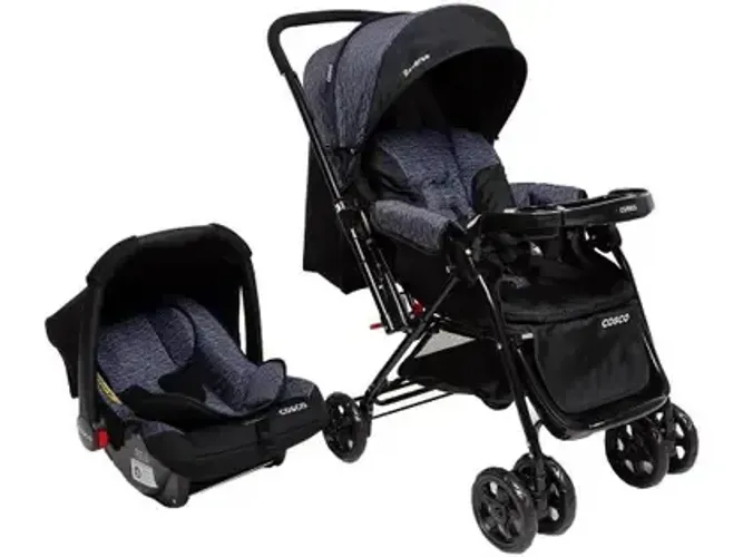 Carrinho de Bebê Alça Reversível com Bebê Conforto Cosco Kids Travel System Reverse