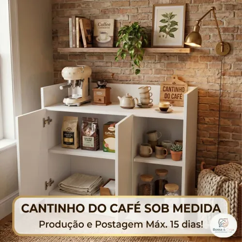 Cantinho do Café Compacto e Moderno - MDF Branco - Sob Medida!