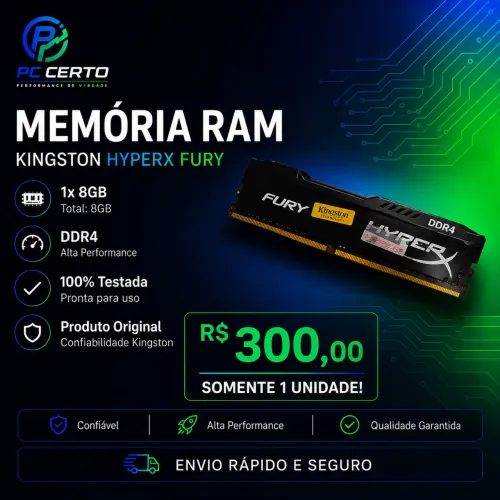 Memória RAM Kingston HyperX Fury DDR4 8GB