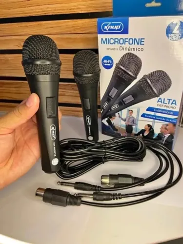 Microfone Duplo Knup Alta Fidelidade Dinâmico KP-M0015