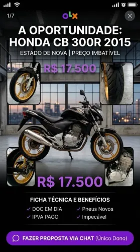 ? CB 300R 2015 Estado de Nova | Oportunidade Única R$ 17.500