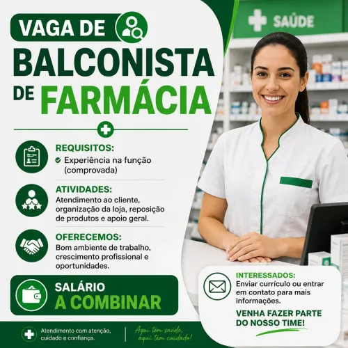 Vaga balconista de farmácia 