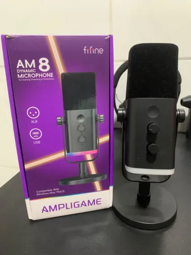 Microfone Gamer Fifine Ampligame, Am8, USB, RGB, Preto (Seminovo) R$298