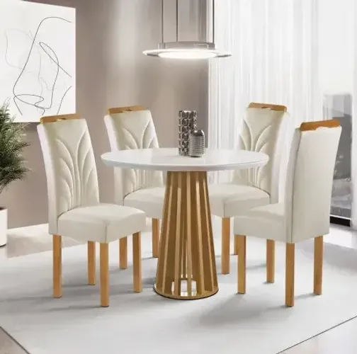 Conjunto de Mesa Redonda Berlim 1.69M 4 Cadeiras Parati