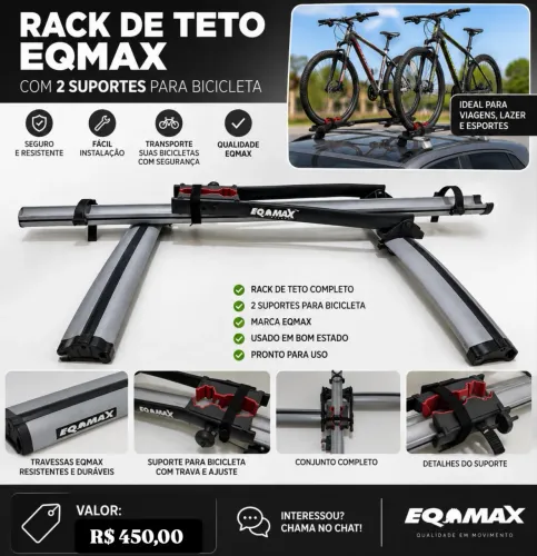? Rack de Teto Eqmax + 2 Suportes para Bicicleta