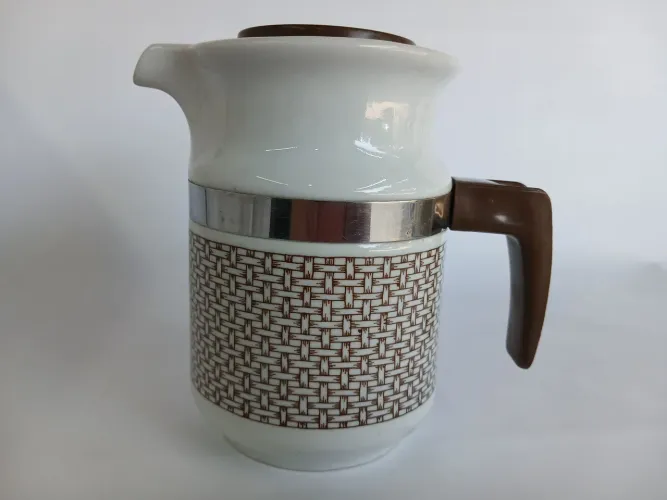 Bule Vintage Porcelana Pozzani Anos 70 Marrom Trançado