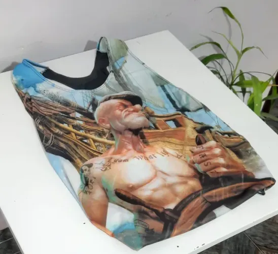 Regata Masculina Estampa Pirata Popeye Tatuagem Full Print Tam M