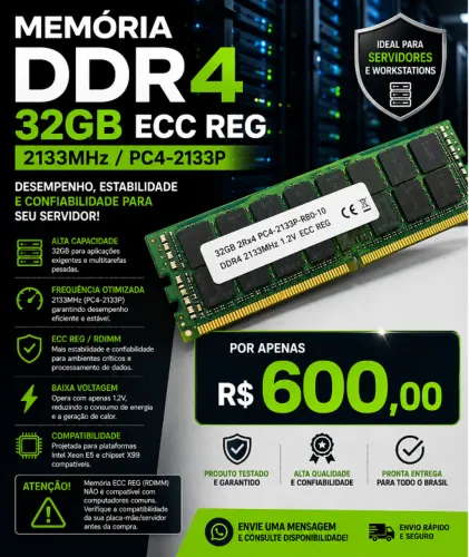MEMÓRIA SAMSUNG 32GB DDR4 2133MHz LRDIMM ECC