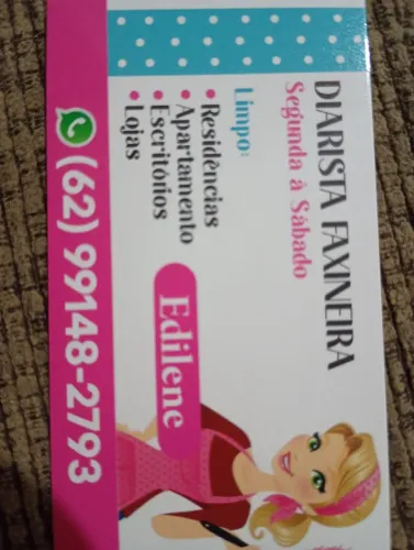 Sou diarista faxineira faço faxina de segunda a sábado