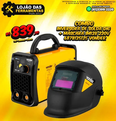 Inversora de Solda DIG + Máscara IM128 220v * Vonder