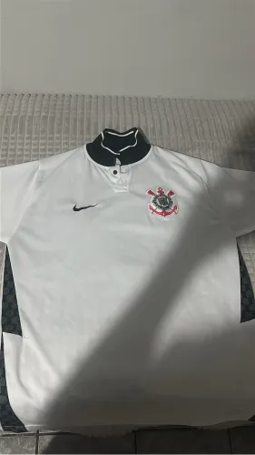 Camiseta Corinthians Nike Original Retrô Gola Polo Branca Tam G Estado de Nova